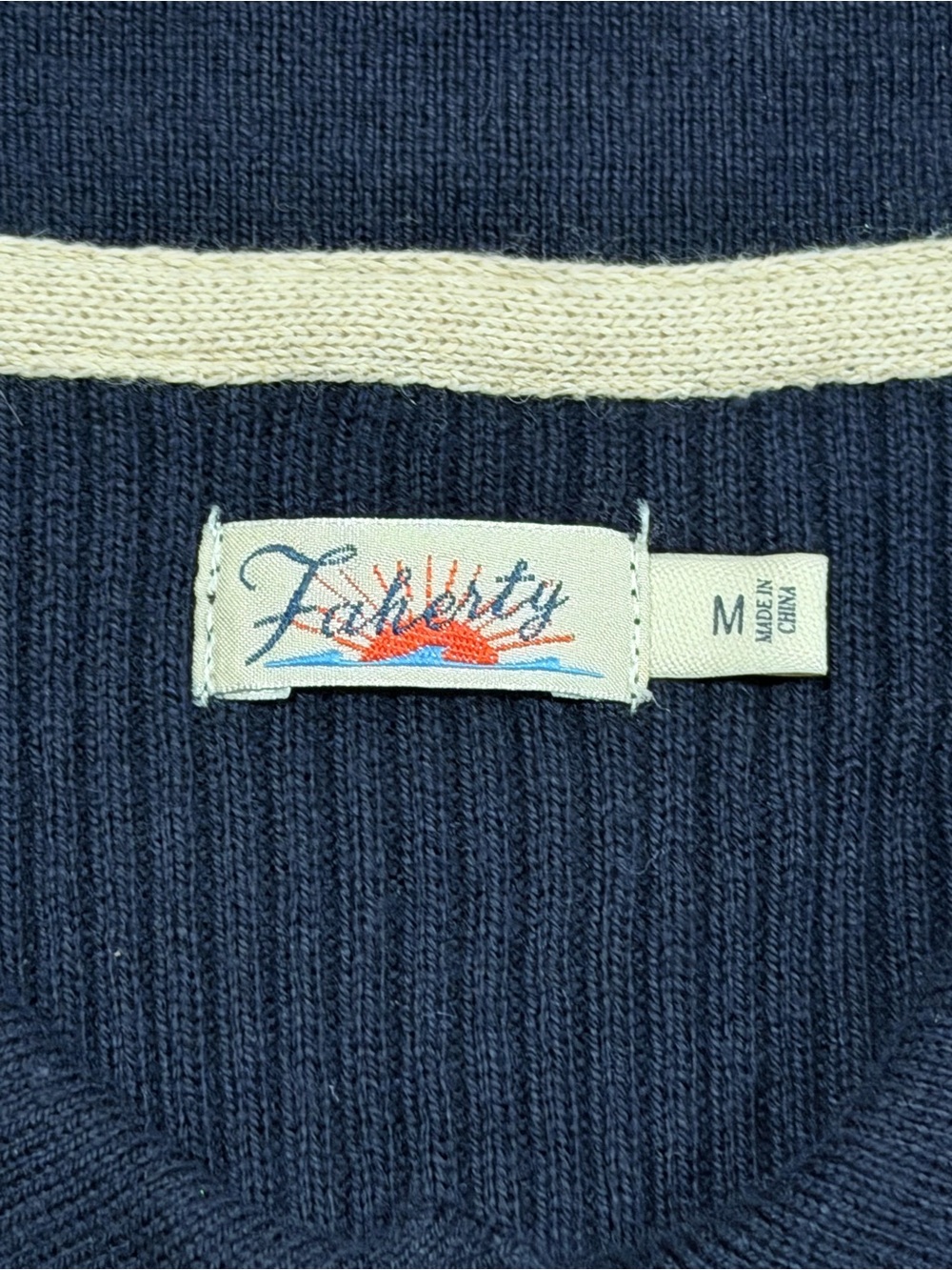 Faherty Womens Mikki Ribbed Polo Cotton Cashmere Sweater Navy Size M MSRP $168 - Picture 10 of 12